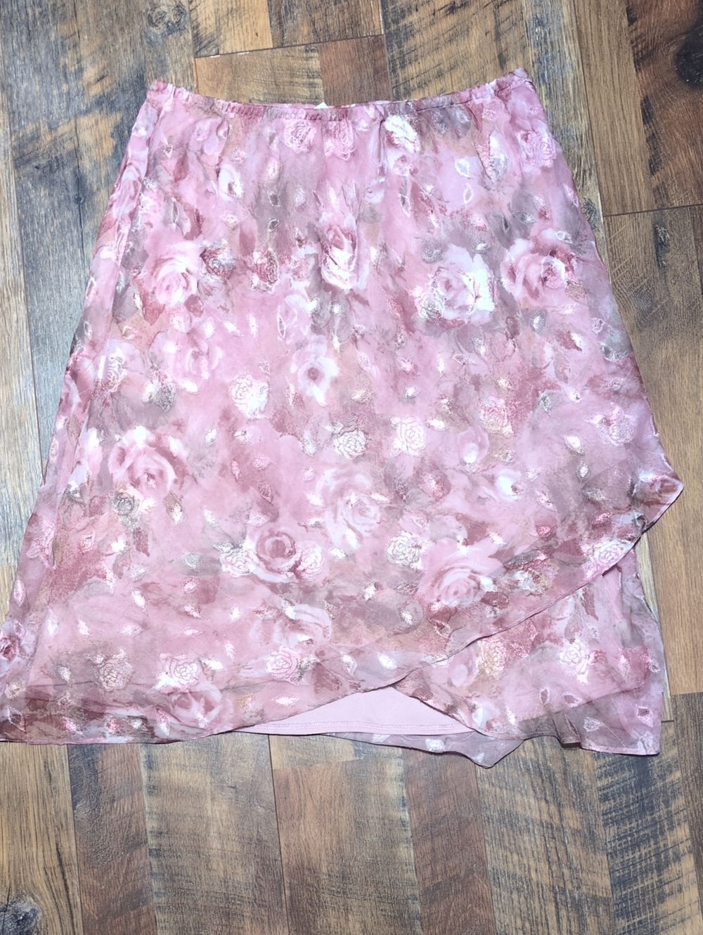 Floral Pink Asymmetrical midi Skirt